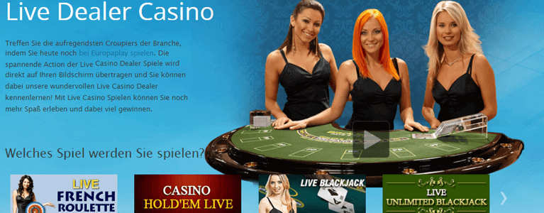 Europaplay Live-Casino mit Live-Dealern