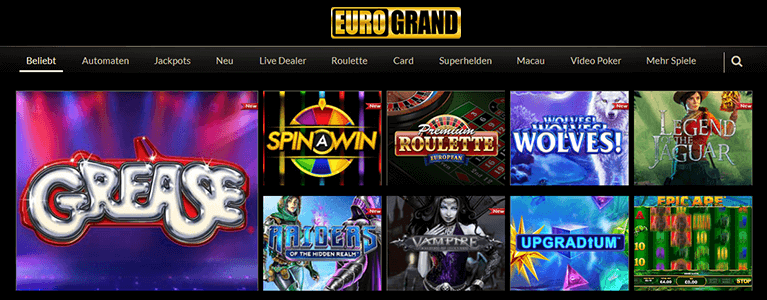 Eurogrand Casino Spieleauswahl & Slots 